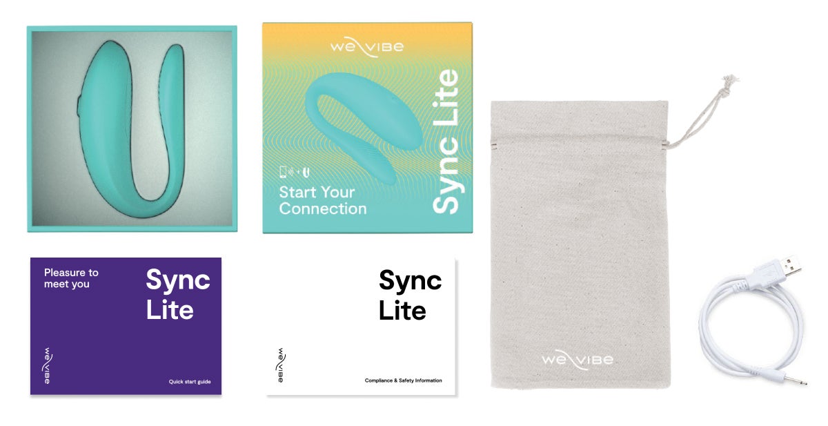 We-Vibe Sync Lite — Aqua, product and package contents